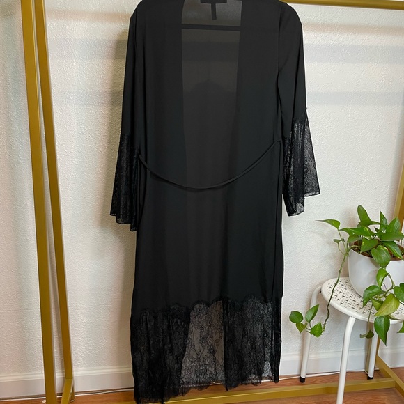 Bcbg sheer long kimono robe black Lace Maxi - Picture 3 of 3